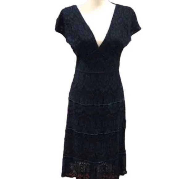 ANTHROPOLOGIE Foxiedox Clarinda Navy Lace Dress, Size Medium - Picture 16 of 16